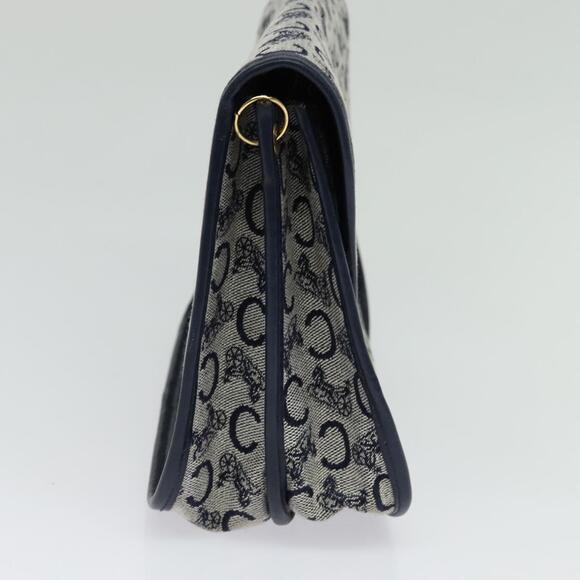 CELINE C Sulky Shoulder Bag Canvas Navy Gold - Picture 4 of 12